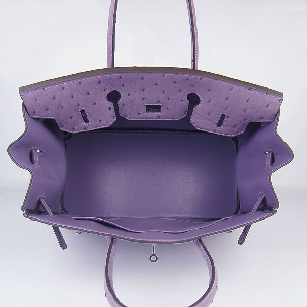 High Quality Fake Hermes Birkin 35CM Ostrich Veins Handbag Purple 6089 - Click Image to Close